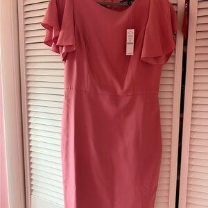 White House Black Market Women's Pink Flutter-Sleeve Sheath Dress new with tags